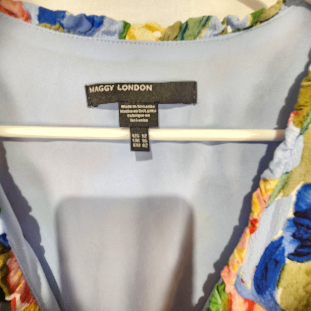 Maggy London Women's Button Floral Multicolor‎ Romantic Dress Size 12 - Picture 5 of 10